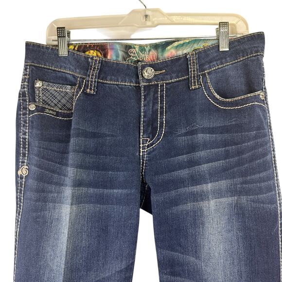 Adiktd Embellished Starched Bootcut Long Jeans Size 10 / 31 x 36 Length - Picture 3 of 7
